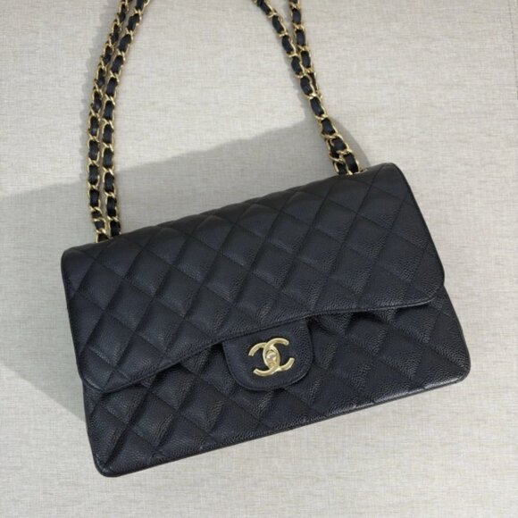 CHANEL Classic Black caviar jumbo Classic Double Flap Large Authentic Pre-Owned - Picture 10 of 15